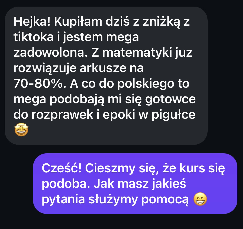 Wiadomość od naszej Kursantki